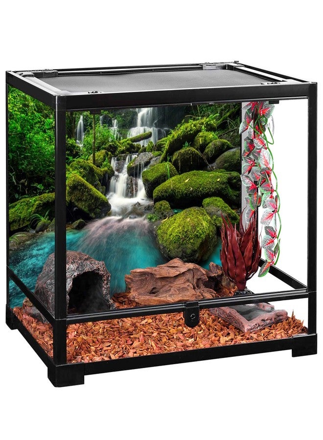 AWERT 30x18 inches Waterfall Terrarium Background Tropical Rainforest Aquarium Background Mountain Lake Green Tree Reptile Habitat Background Durable Polyester Background - Image 4